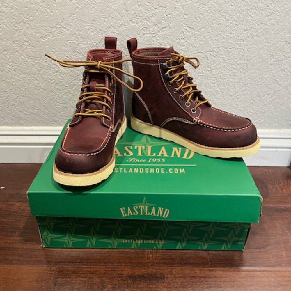 Eastland Lumber Up Womens 8.5M Dark Brown Leather Oxblood Work Boots 7249-10